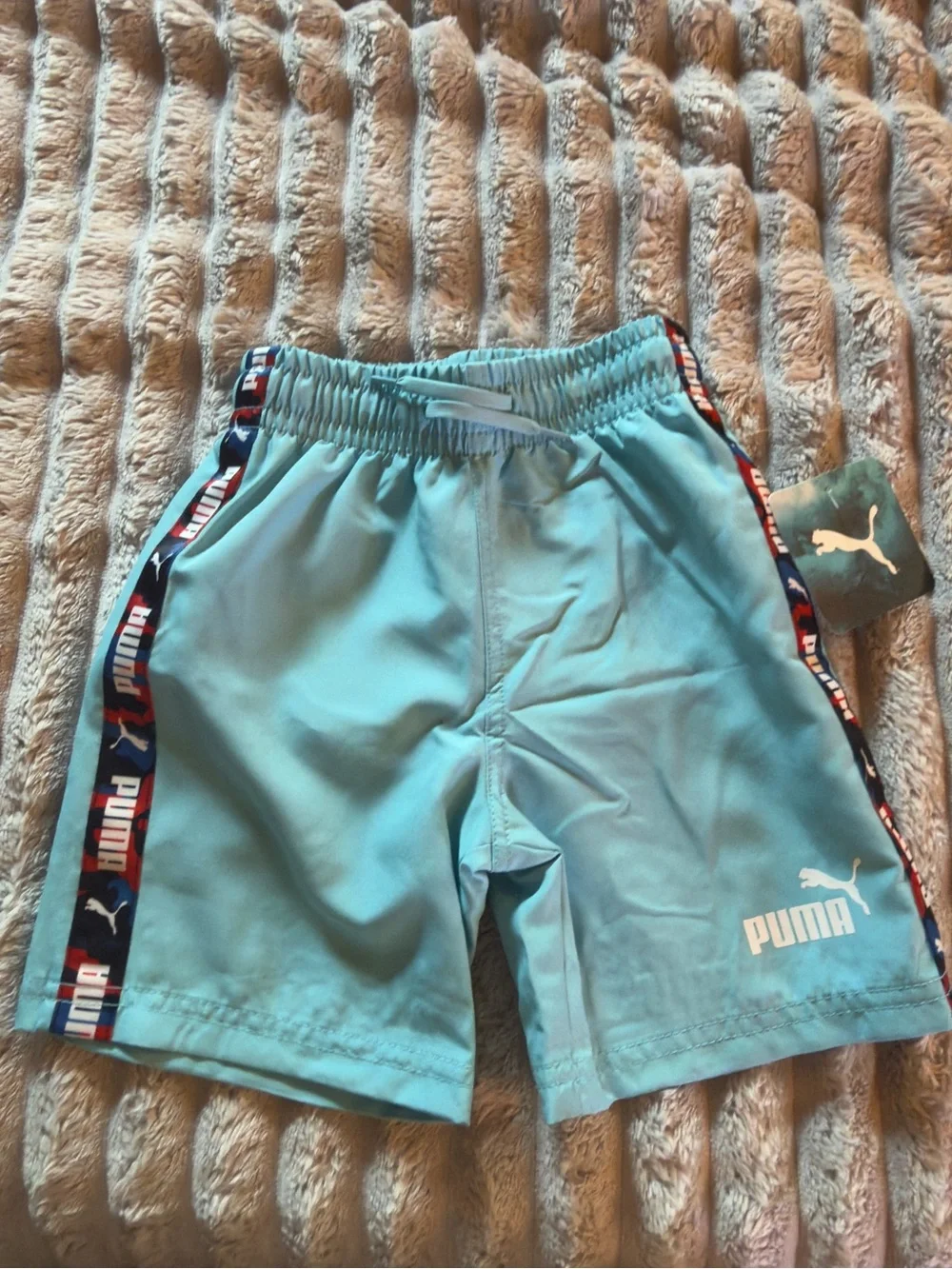 Puma Boys Aqua Swim Trunks with Logo Side Tape